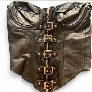 Goth rocker Black leather bustier